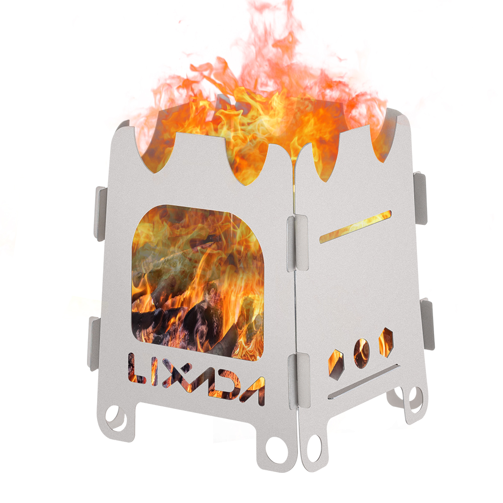 Outdoor Camping Stove Wood - Lixada-estufa portátil de Titanio/acero inoxidable para
