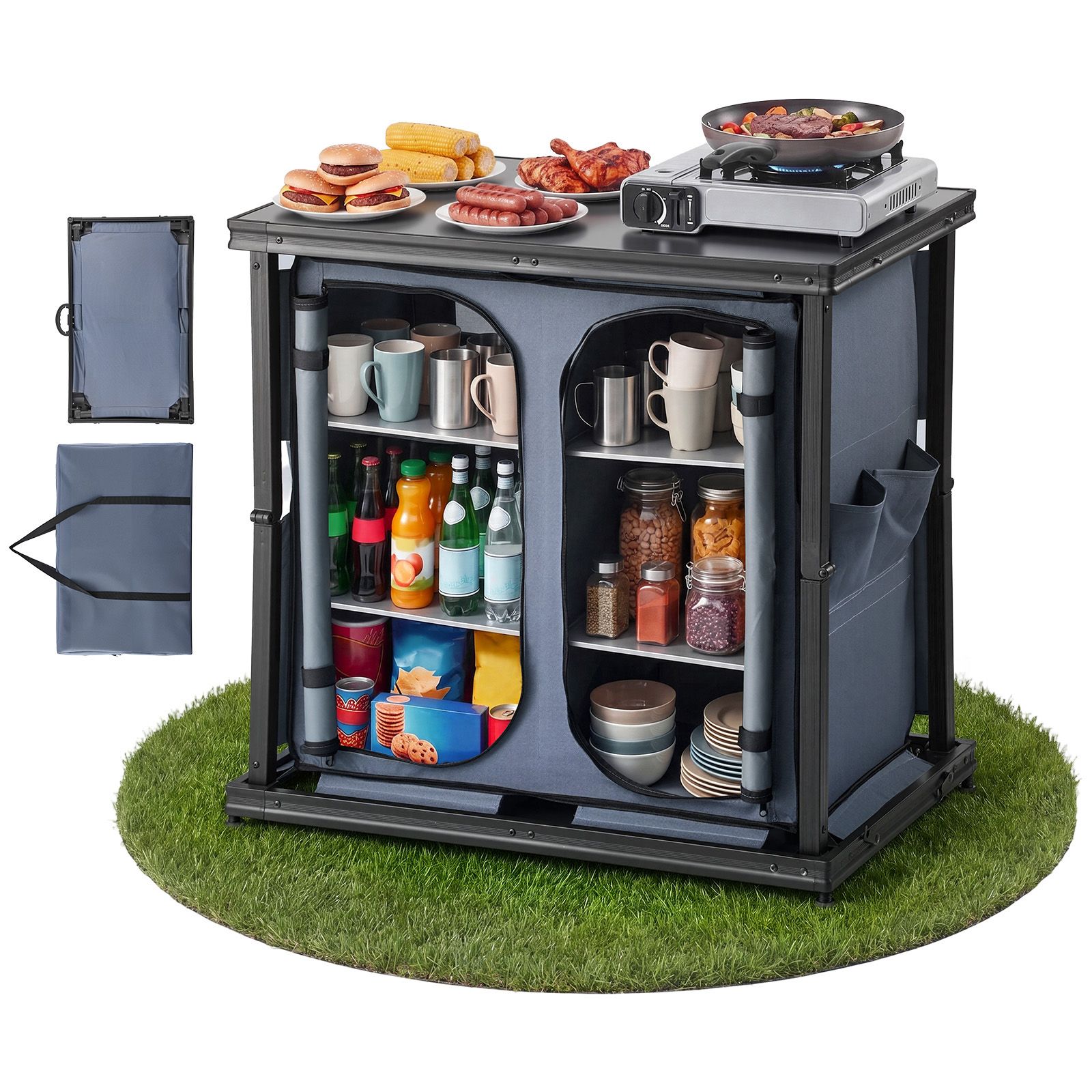 Outdoor Camping Kitchen Setup - Mueble Plegable de Almacenamiento para Camping,
