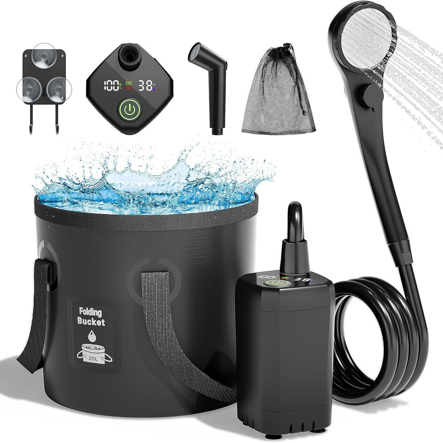 Outdoor Camping Showers - Ducha Eléctrica Portátil Autocebante para Exteriores,