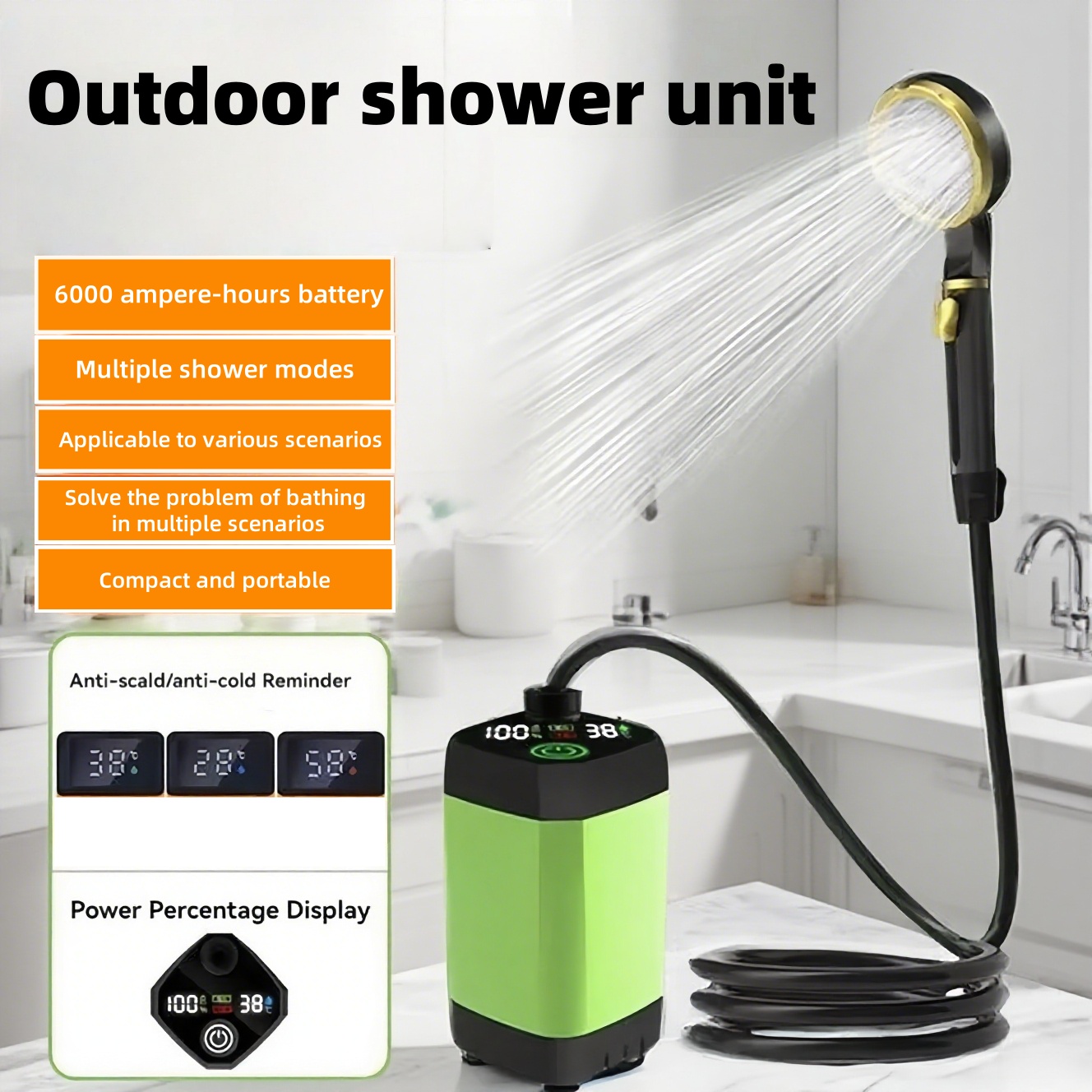 Outdoor Camping Showers - Unidad de Ducha Eléctrica Portátil para