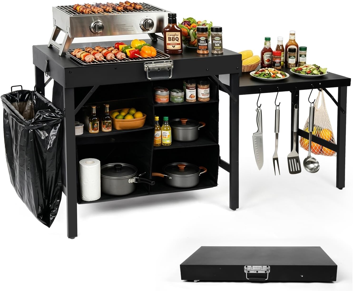 Outdoor Camping Kitchen Setup - Soporte Plegable Portátil para Parrilla con