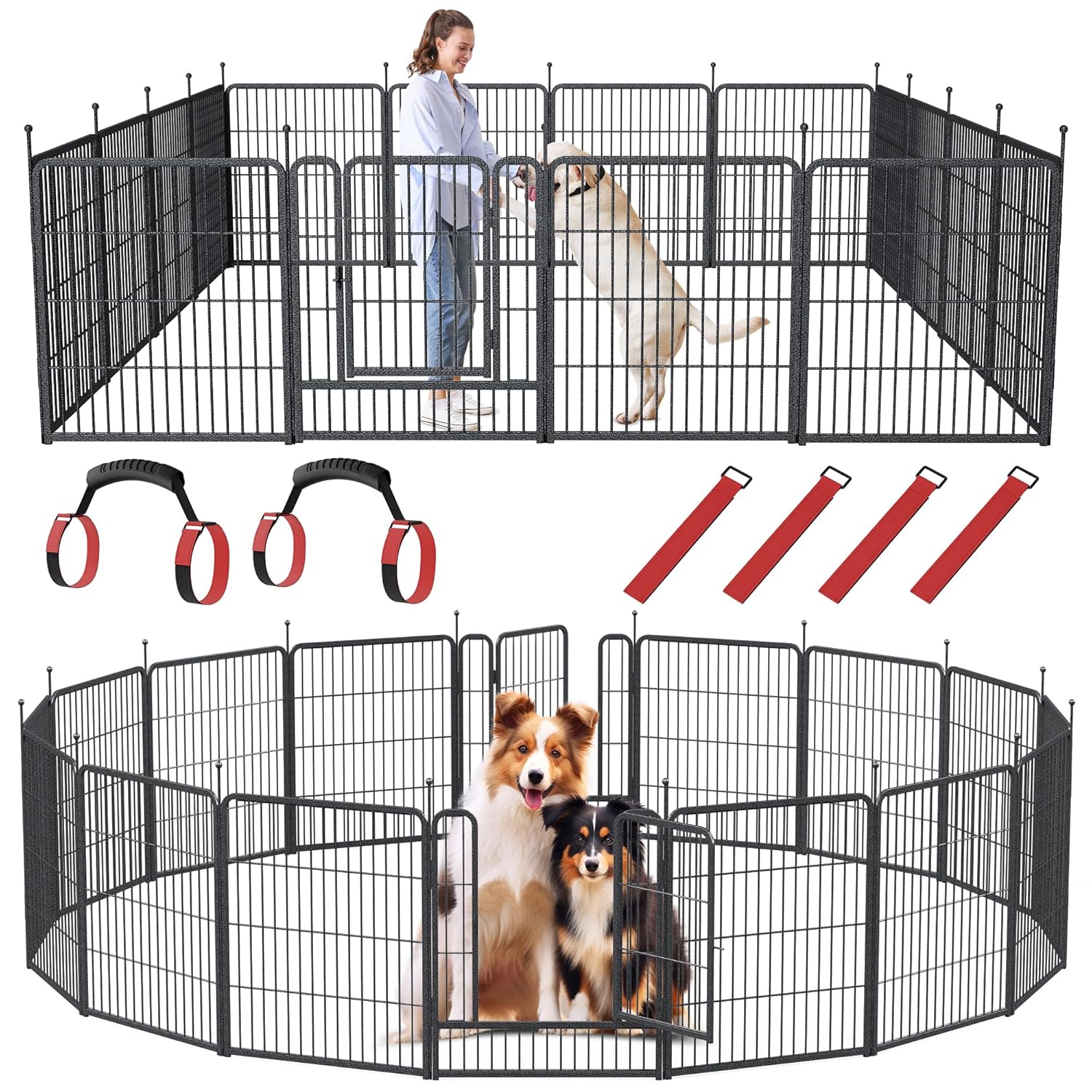Outdoor Camping Dog Fence - Corral para perros de 16 paneles