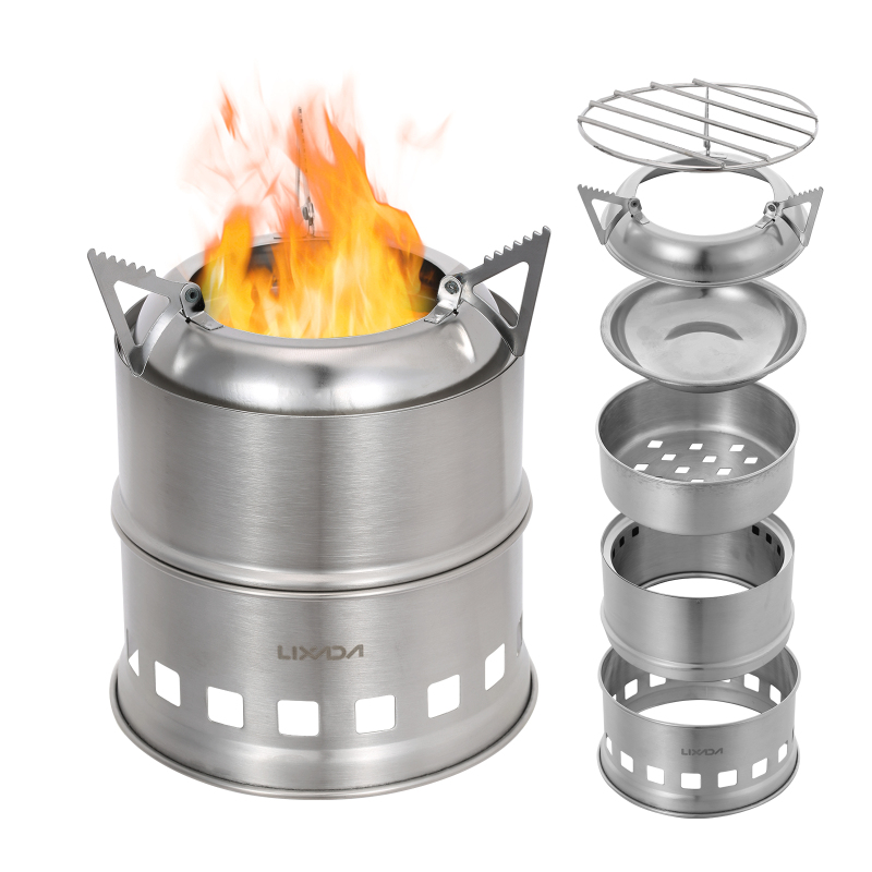 Outdoor Camping Stove Wood - Lixada-estufa de leña de acero inoxidable