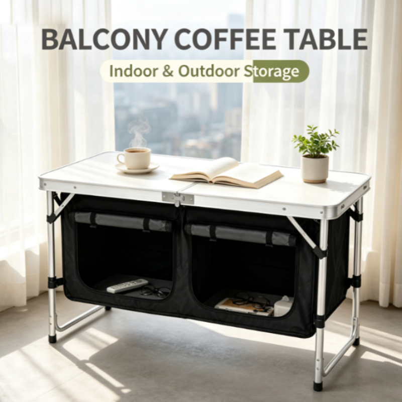 Outdoor Camping Kitchen Setup - Mesa Plegable de Aluminio Plateado para