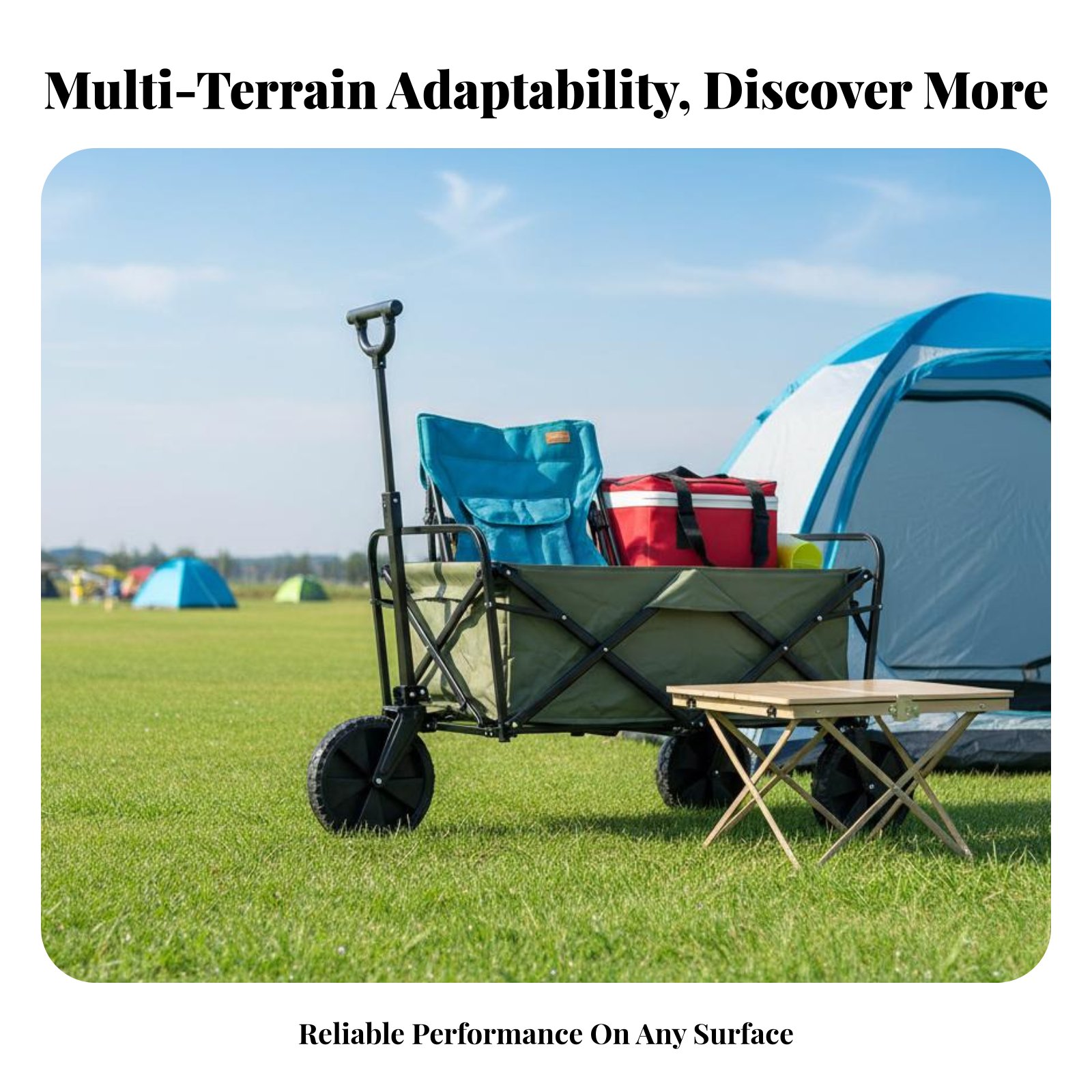 Outdoor Camping Wagon - Rueda para Carrito de Camping, Multi-Terreno,
