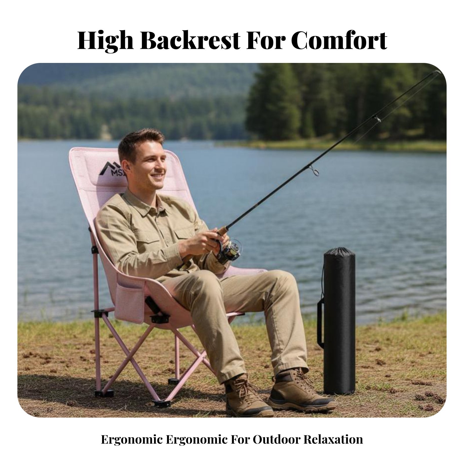 Outdoor Camping Recliner - Silla Plegable de Malla con Respaldo