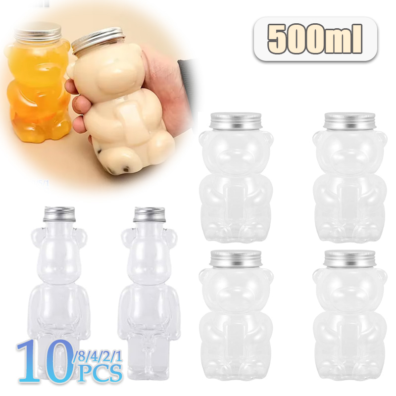 Bear Canister - 1/2/4/8/10PCS Botella Transparente de 500ml con