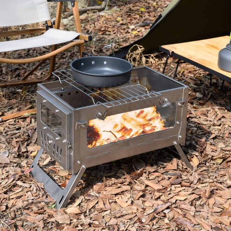 Estufa de tienda portátil de a - Outdoor Camping Stove Wood reseña y precio