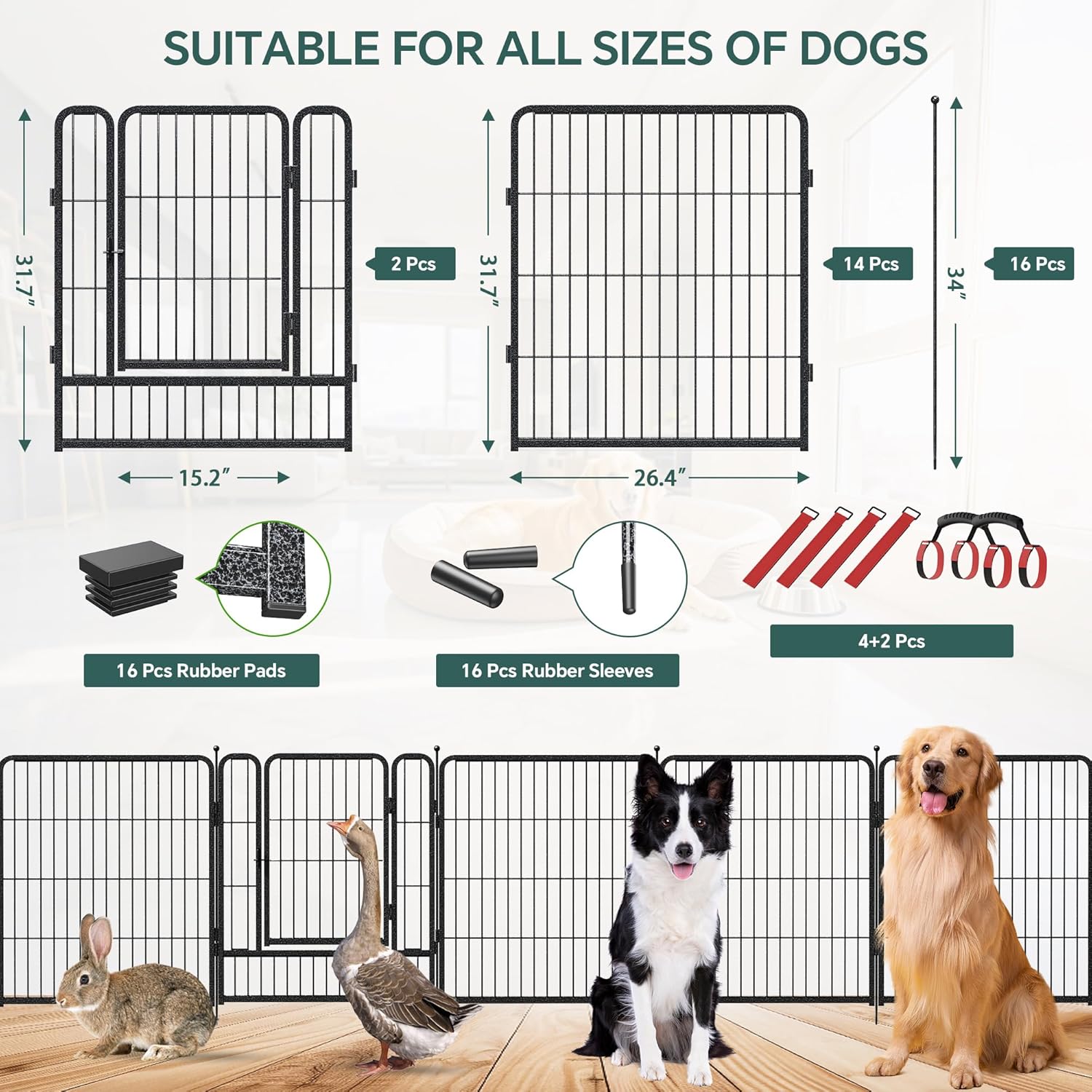 Corral para perros de 16 panel - Outdoor Camping Dog Fence reseña y precio