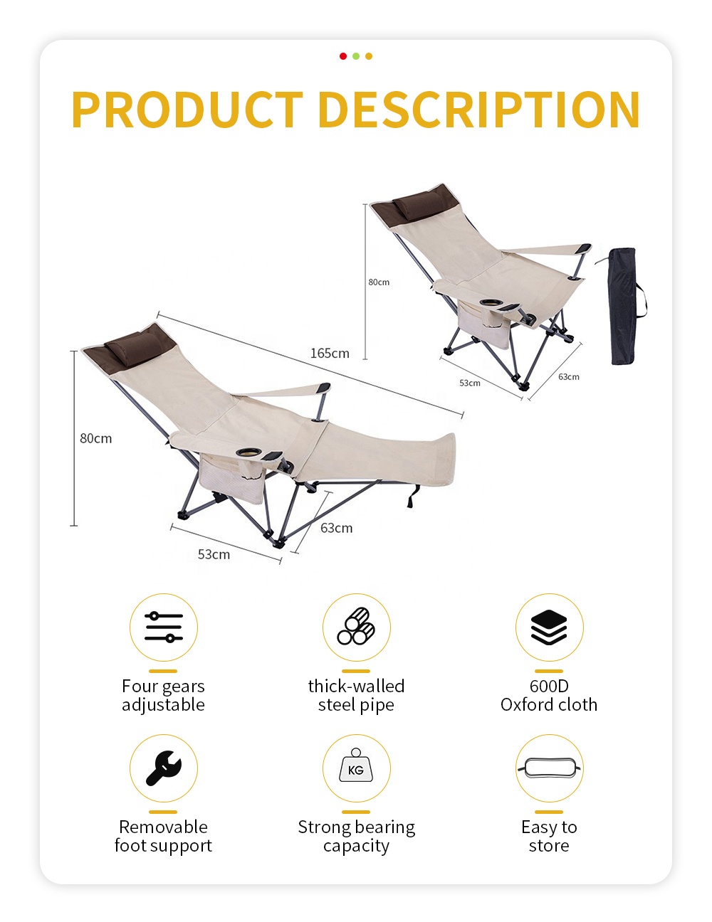 Silla Reclinable Plegable Port - Outdoor Camping Recliner reseña y precio
