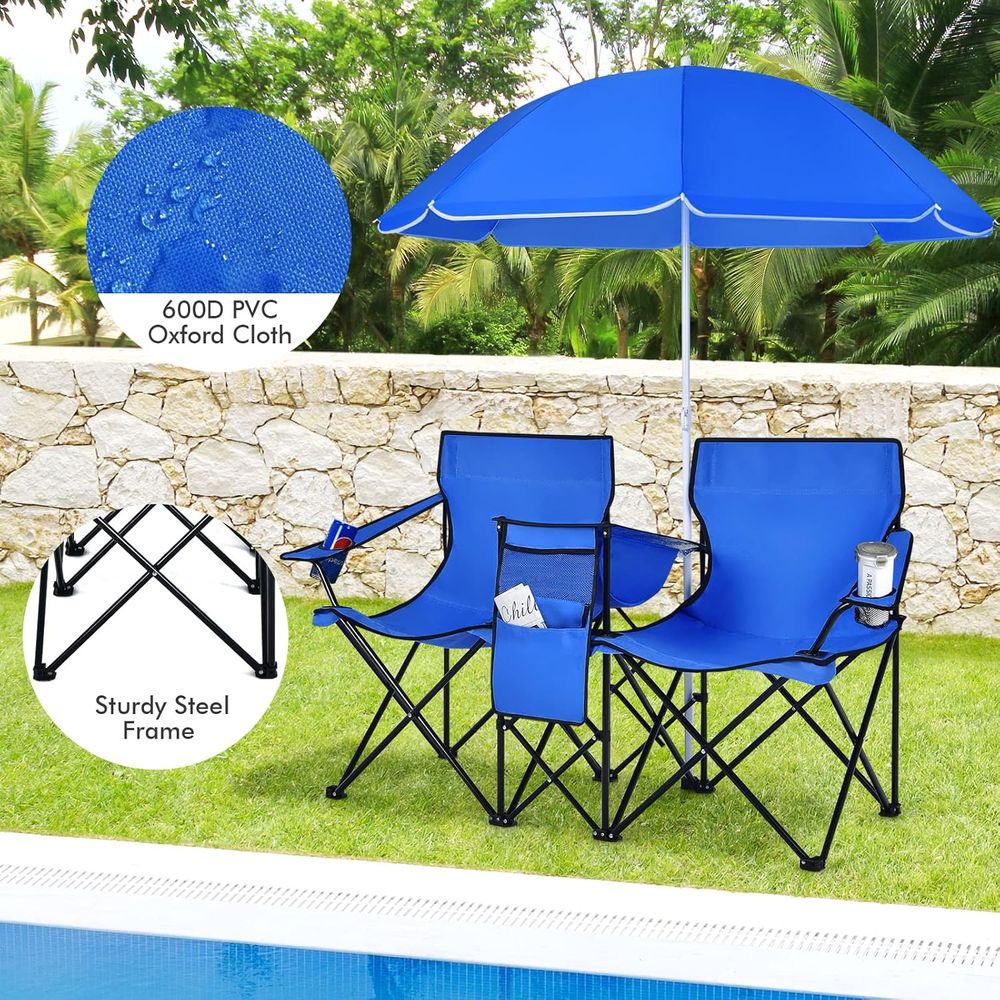 Sillas Plegables Portátiles pa - Outdoor Camping Loveseat reseña y precio