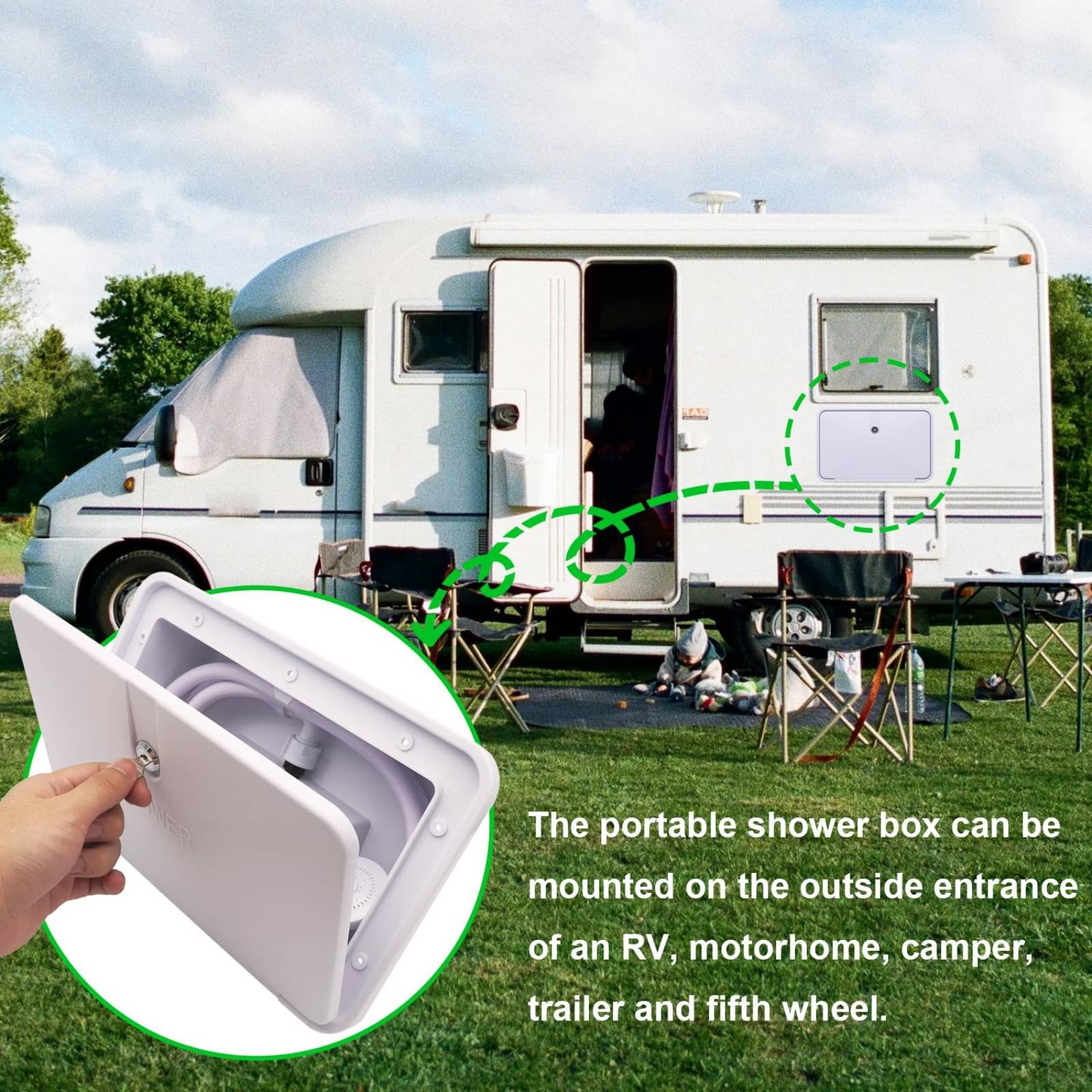Caja de Ducha Exterior para RV - Outdoor Camping Showers reseña y precio
