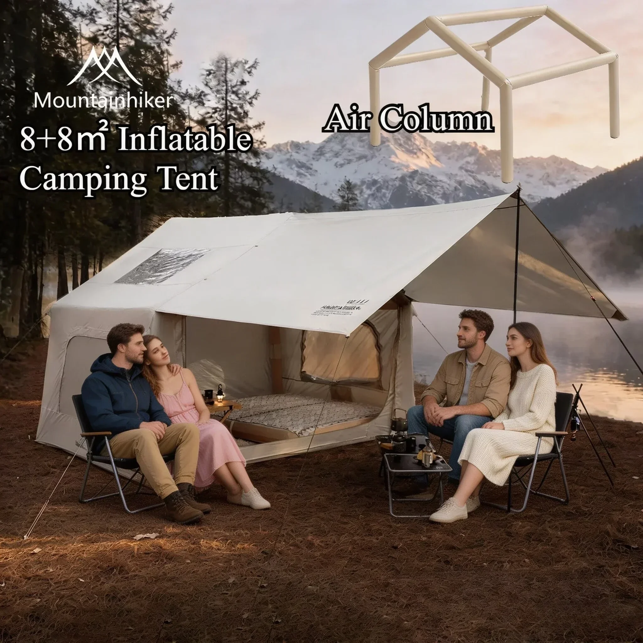 8+8 ㎡   Carpa inflable para ac - Outdoor Camping Inflatable Tent reseña y precio