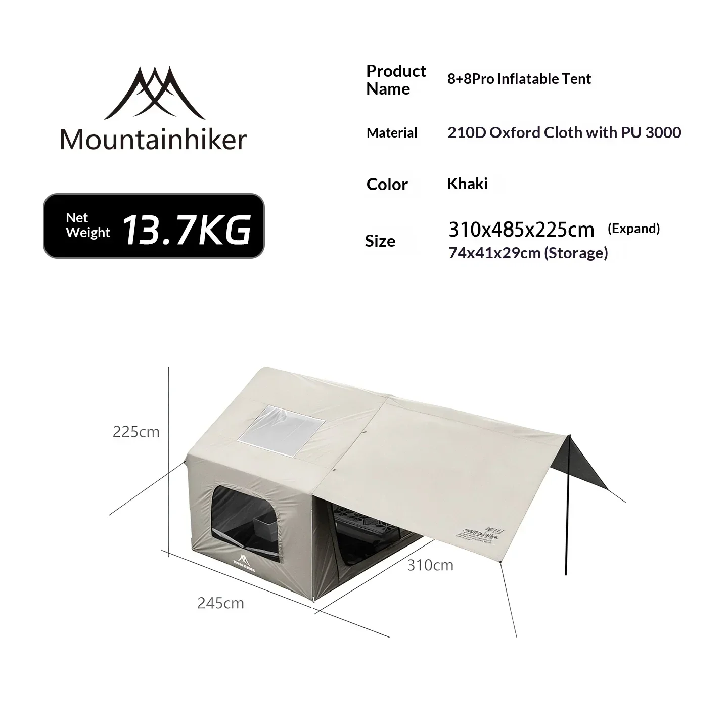 8+8 ㎡   Carpa inflable para ac - Outdoor Camping Inflatable Tent reseña y precio