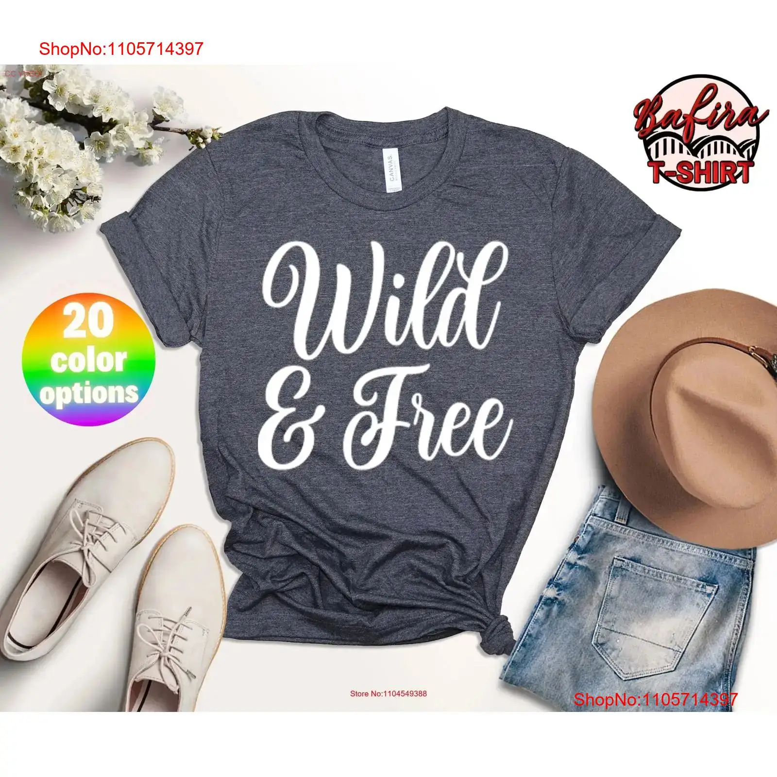 Camiseta Wild And Free, ropa b - Outdoor Camping Quotes reseña y precio
